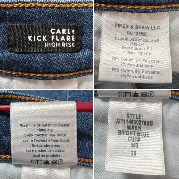 Veronica Beard Carly Kick Flare Kick Flare High Rise Jean SIZE 25 Bright Blue LA - Picture 4 of 11